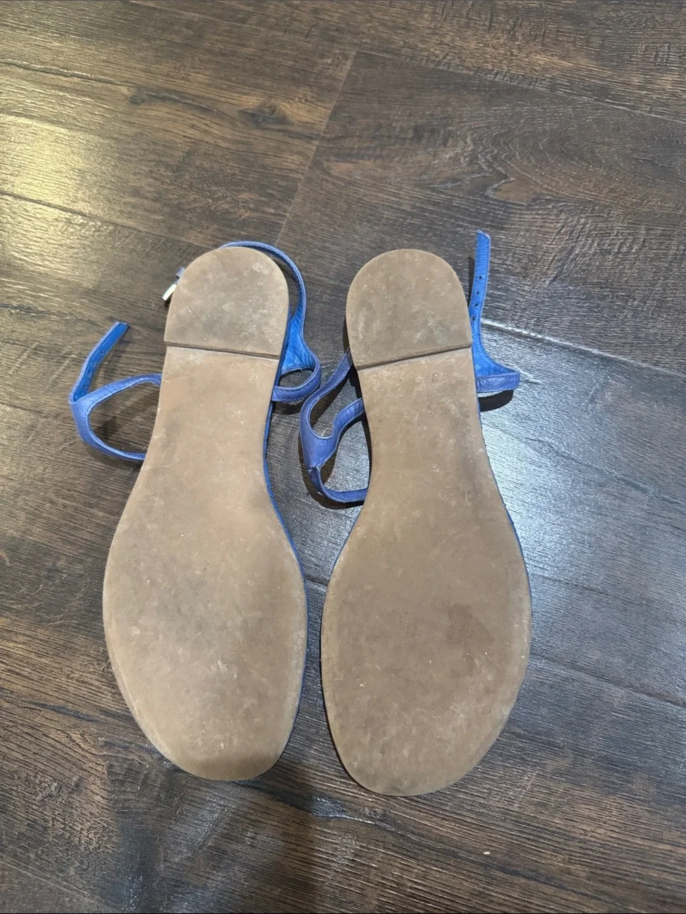 Tory Burch Navy T-Strap Sandals with Gold Logo